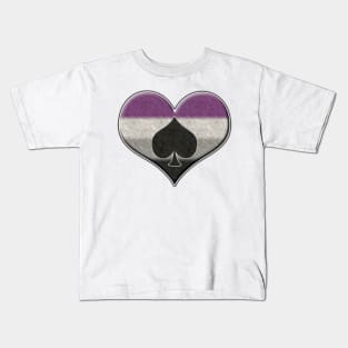 Large Asexual Pride Flag Colored Heart with Ace Symbol Kids T-Shirt